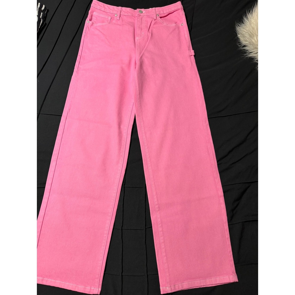 EPIC THREADS Carpenter‎ Jeans Pink Sz 18 Wide Leg Stretch Adjustable Waist